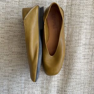 Camper Mustard Leather Slip-Ons